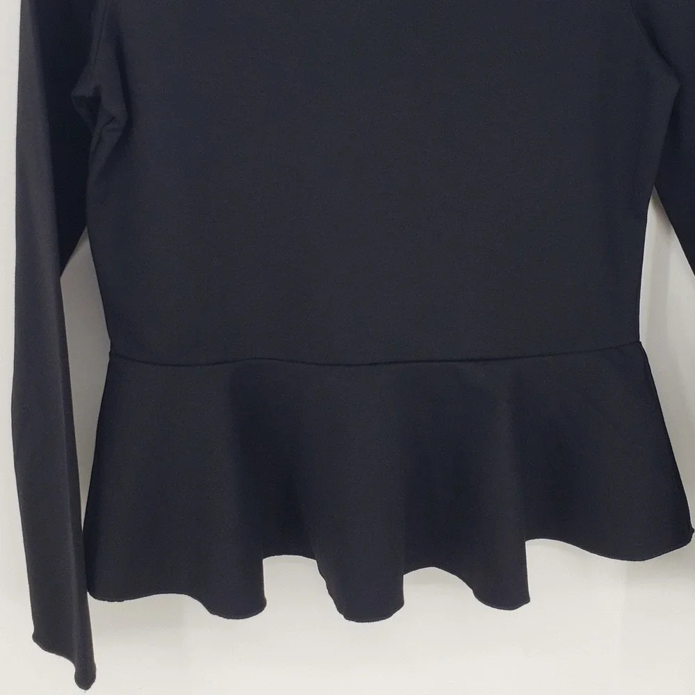 JASON WU Black Long Sleeve Peplum Top Women's Size S Flounce Hem NEW NWT - Picture 9 of 11